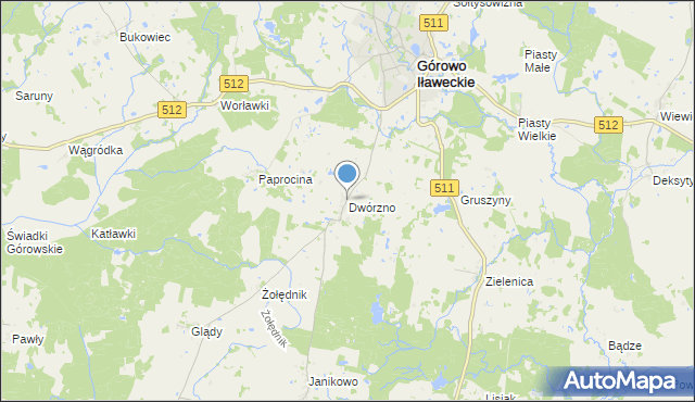 mapa Dwórzno, Dwórzno gmina Górowo Iławeckie na mapie Targeo